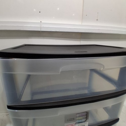 STERILITE 3-DRAWER STORAGE UNIT WITH WHEELS - 15.2" X 21 .8" X 25.6" - GREY / BLACK (ITEM: 2930LAB 9C) image 3