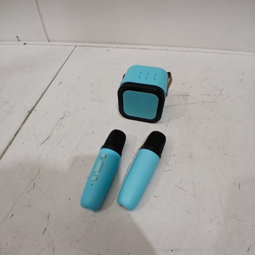 PORTABLE MINI BLUETOOTH SPEAKER & KARAOKE MACHINE WITH 2 MICROPHONES - BLUE (MODEL: K29) image 3