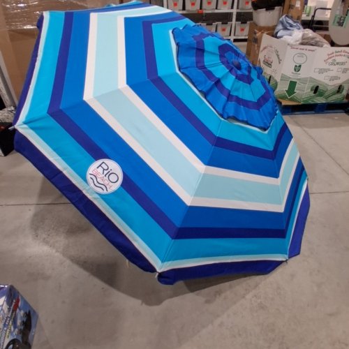 RIO BEACH OUTDOOR SHADE BEACH UMBRELLA - 7.5FT - BLUE, TURQUOISE AND WHITE image 6