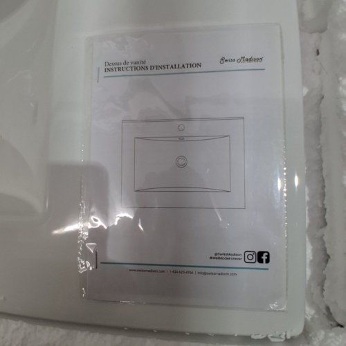 SWISS MADISON CLAIRE RECTANGLE VESSEL SINK - 36" - WHITE image 3