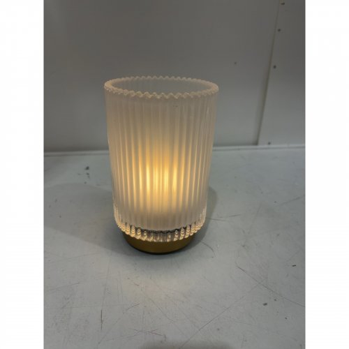 BATTERY OPERATED TABLE LAMP WITH GLASS LAMPSHADE - 8" - FROSTED image 2
