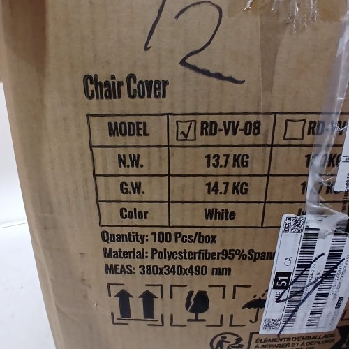 100PK BANQUET CHAIR COVER - 36.8" X 22" X 17.7" - WHITE (MODEL: RD-VV-08) image 2