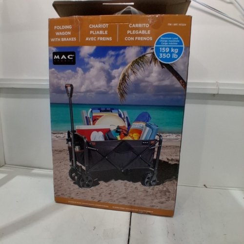 MAC SPORTS FOLDING WAGON WITH BRAKES AND POCKETS - 8.6" X 21.7" X 25" - 350LBS CAP - BLACK (MODEL: 1872234) image 2