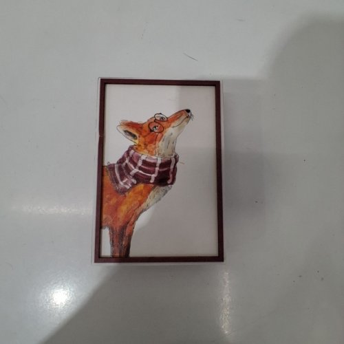 FOX FRAMED WALL/DESK DECOR - 7" - BROWN image 2