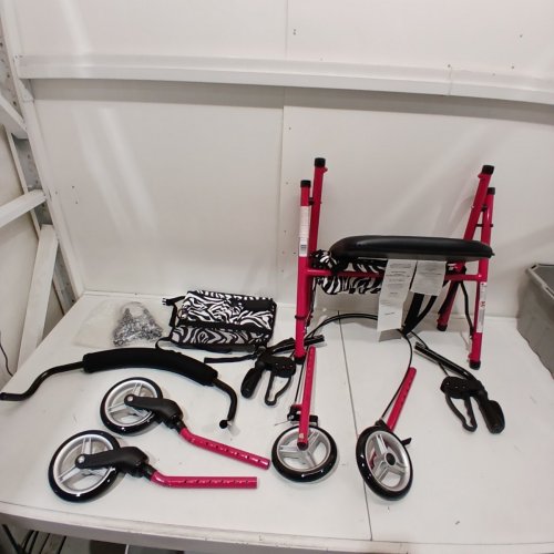 MEDLINE GUARDIAN FASHION SERIES MOBILITY AID WALKER ROLLATOR - POSH PINK, ZEBRA image 2