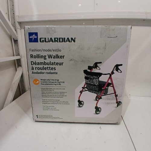 MEDLINE GUARDIAN FASHION SERIES MOBILITY AID WALKER ROLLATOR - POSH PINK, ZEBRA image 5