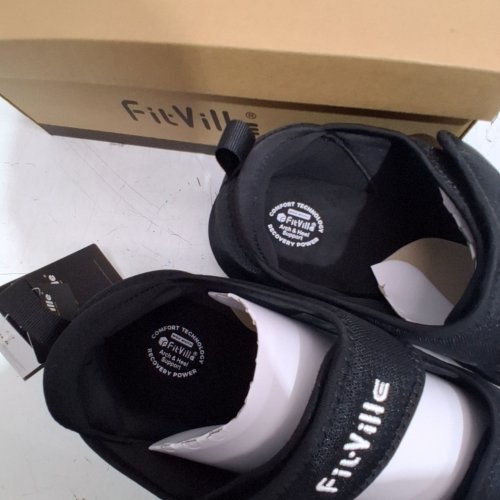 MEN'S FITVILLE ARCH SUPPORT ADJUSTABLE STRAP OPEN TOE SANDLES - SIZE 14W - BLACK (STYLE : 00840452857889) image 4