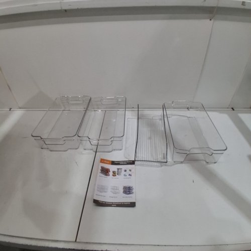 4PC SORBUS FRIDGE AND FREEZER ORGANIZER BINS SET - TRANSPARENT image 3