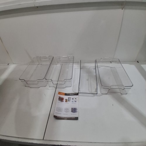 4PC SORBUS FRIDGE AND FREEZER ORGANIZER BINS SET - TRANSPARENT image 4