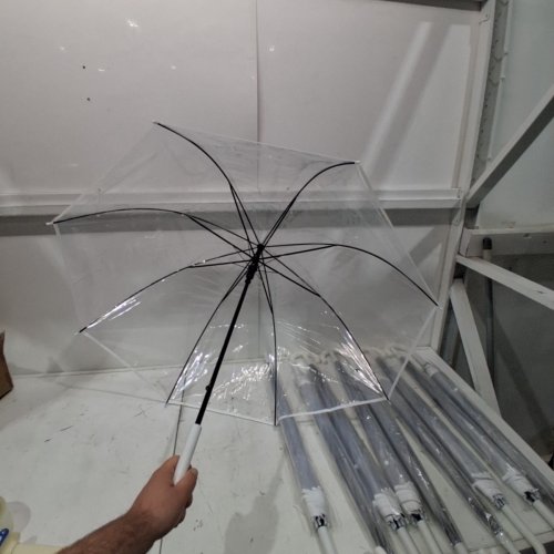 10PK J-HOOK UMBRELLA - WEDDING STYLE - 31.5" - CLEAR / BLACK image 4