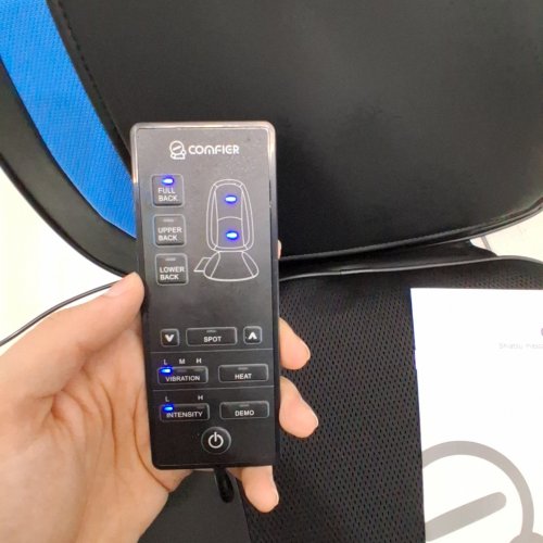 COMFIER SHIATSU BACK MASSAGER CHAIR PAD WITH HEAT & VIBRATION - BLACK/BLUE (MODEL: CF-2606MC) image 2