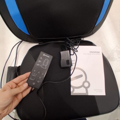 COMFIER SHIATSU BACK MASSAGER CHAIR PAD WITH HEAT & VIBRATION - BLACK/BLUE (MODEL: CF-2606MC) image 4