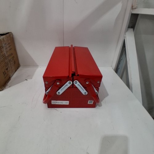 VEVOR METAL PORTABLE FOLDING TOOL BOX ORGANIZER WITH HANDLE & LOCK HOLE - 14" X 17" - 3-TIER 5 - RED image 2