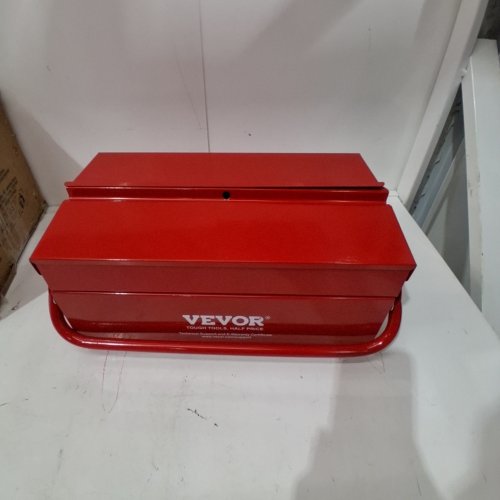 VEVOR METAL PORTABLE FOLDING TOOL BOX ORGANIZER WITH HANDLE & LOCK HOLE - 14" X 17" - 3-TIER 5 - RED image 3