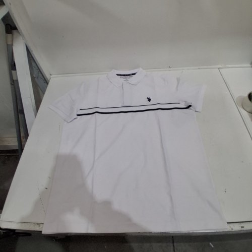 U.S. POLO ASSN. STRIPED POLO SHIRT - LARGE - WHITE WITH NAVY STRIPE image 2