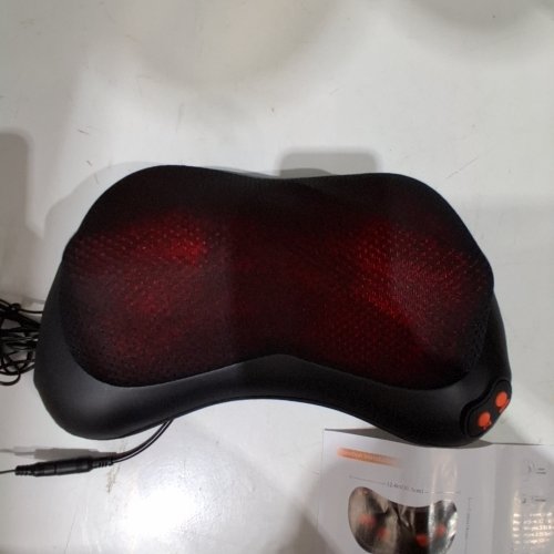 SHIATSU NECK AND BACK DEEP TISSUE KNEADING MASSAGER PILLOW WITH HEAT - 12" - BLACK image 2