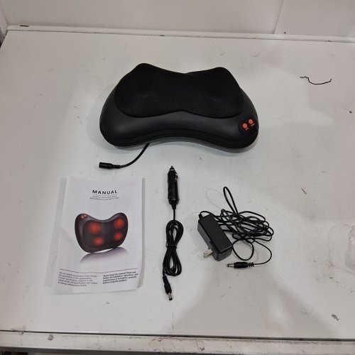 SHIATSU NECK AND BACK DEEP TISSUE KNEADING MASSAGER PILLOW WITH HEAT - 12" - BLACK image 3