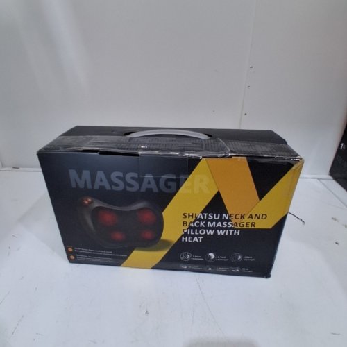 SHIATSU NECK AND BACK DEEP TISSUE KNEADING MASSAGER PILLOW WITH HEAT - 12" - BLACK image 4
