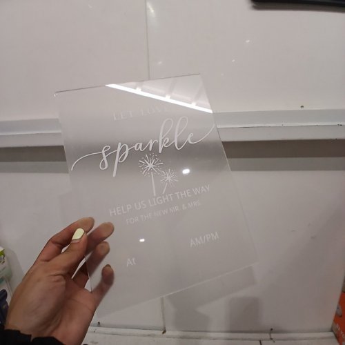 102PC WEDDING SPARKLER SEND-OFF SIGN WITH PAPER SPARKLER DECOR - CLEAR/WHITE/BURGUNDY "LET LOVE SPARKLE" image 3
