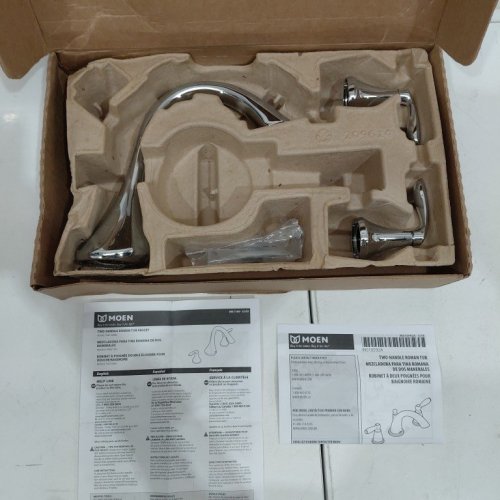 MOEN EVA TWO-HANDLE DECK MOUNT ROMAN TUB FAUCET TRIM KIT - CHROME (MODEL: T934C) image 3