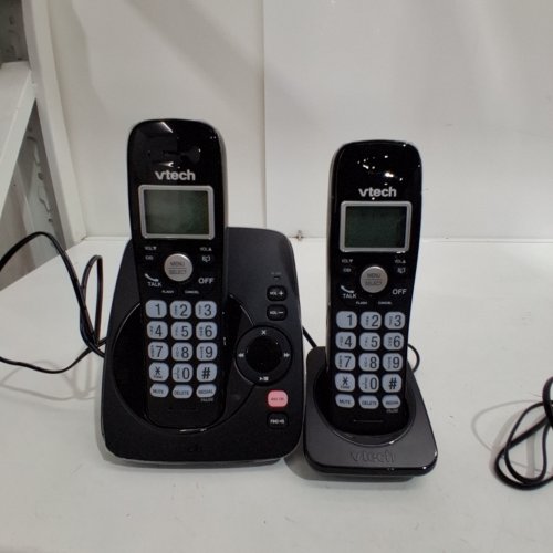 VTECH DECT 6.0 2-HANDSET CORDLESS HOME PHONE SYSTEM WITH DIGITAL ANSWERING MACHINE & BACKLIT KEYPAD & DISPLAY - BLACK (MODEL: CS6124-21) image 2