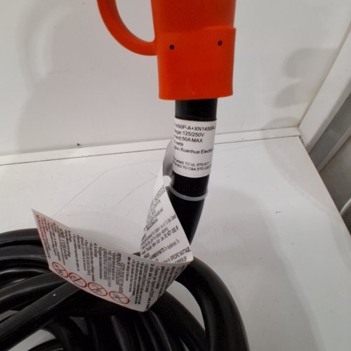 HEAVY DUTY 4-PRONG ELECTRICAL POWER EXTENSION CORD - 125V/250V - 50AMP - 25FT - BLACK/ORANGE (MODEL: XN1450P-A+XN1450R-A) image 2