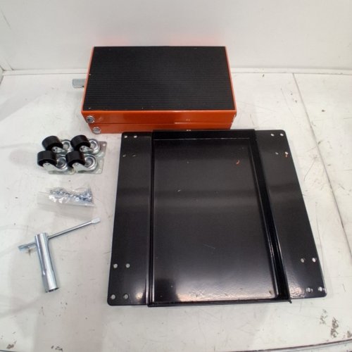 MOTORCYCLE SCISSOR LIFT JACK WITH WIDE DECK AND SAFETY PIN - 1100LBS MAX - ORANGE/BLACK (MODEL: MR8099-1) image 2