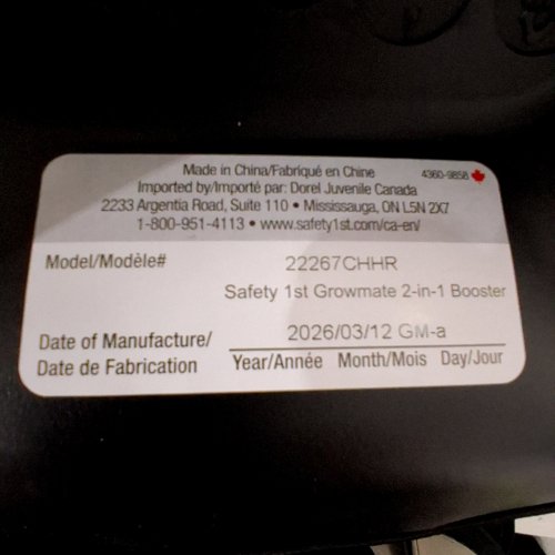 SAFETY 1ST GROWMATE 2-IN-1 BELT-POSITIONING BOOSTER CAR SEAT - 40–100LBS - HEXAGON HORIZON BLACK (MODEL: 22267CHHR) image 2