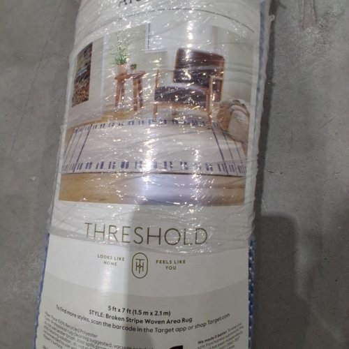 THRESHOLD BROKEN STRIPED WOVEN AREA RUG- 5FT X 7FT - CREAM/BLUE (MODEL: 066 04 7700) image 5