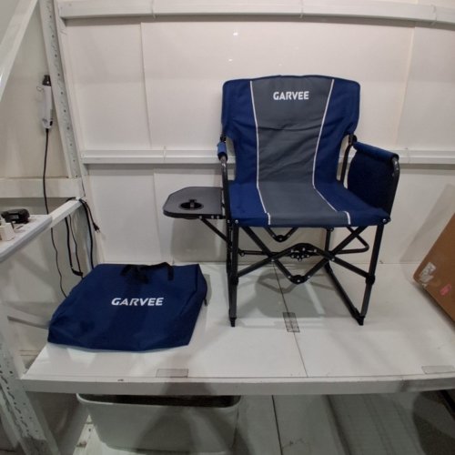 GARVEE FOLDING CAMPING CHAIR WITH CARRY BAG - 20.1" X 23" X 36.2" - NAVY BLUE/GRAY image 2