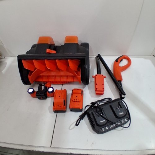 VOLTASK CORDLESS CORDLESS SNOW BLOWER WITH 2 BATTERIES & CHARGER - 16" - 48V - BLACK/ORANGE (MODEL: CSS004-160OR-CAVK/CSS004-160) image 3