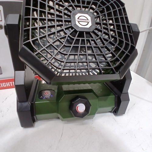 OUTDOOR RECHARGEABLE PORTABLE OUTSIDE TABLE FAN WITH LED LIGHT - 6W, 10800 MAH - 10" - GREEN / BLACK (MODEL: X3) image 2