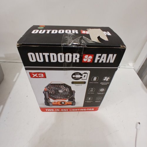 OUTDOOR RECHARGEABLE PORTABLE OUTSIDE TABLE FAN WITH LED LIGHT - 6W, 10800 MAH - 10" - GREEN / BLACK (MODEL: X3) image 4