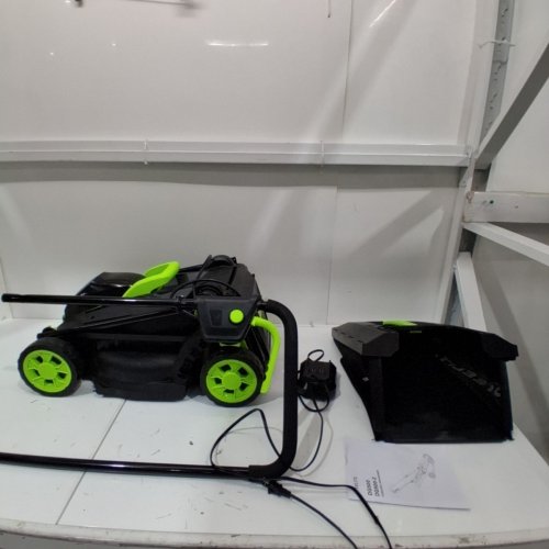 STEELITE CORDLESS HEIGHT ADJUSTABLE 5-POSITION ELECTRIC LAWN MOWER WITH 8GAL GRASS BAG / BATTERY & CHARGER - 13'' - GREEN/BLACK (MODEL: ‎DG500 ) image 3