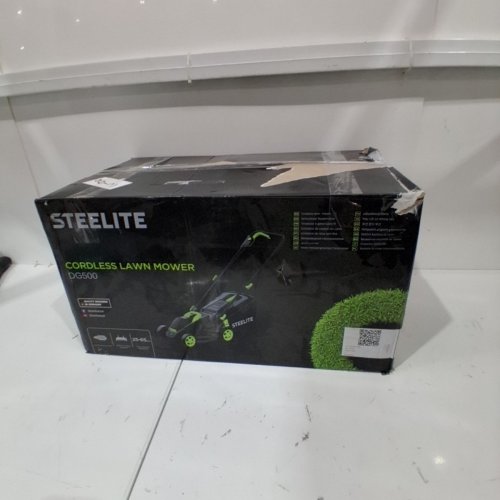 STEELITE CORDLESS HEIGHT ADJUSTABLE 5-POSITION ELECTRIC LAWN MOWER WITH 8GAL GRASS BAG / BATTERY & CHARGER - 13'' - GREEN/BLACK (MODEL: ‎DG500 ) image 7