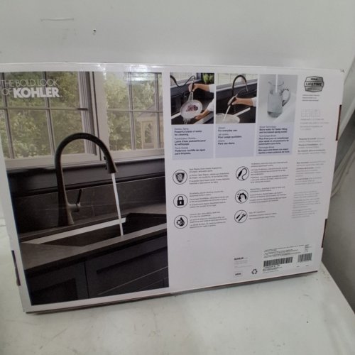 KOHLER GUILD PULL-DOWN KITCHEN SINK FAUCET WITH THREE-FUNCTION SPRAYHEAD - 17" X 9" - BLACK (MODEL: 1806352) image 4