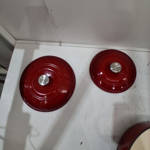 2PC TRAMONTINA CAST-IRON DUTCH OVEN SET - 5QT & 7QT - GRATED RED image 3
