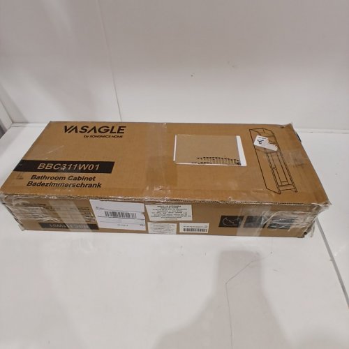 VASAGLE BATHROOM CABINET WITH DOOR AND SHELVES - 32" X 10" X 7" - WHITE (MODEL: BBC311W01) image 4