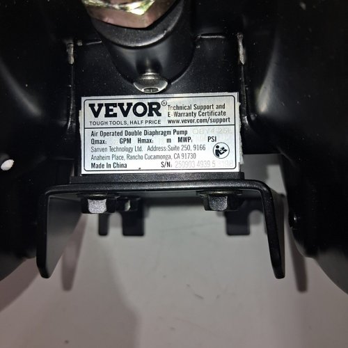 VEVOR AIR OPERATED DOUBLE DIAPHRAGM PUMP, 1" INLET OUTLET FOR CHEMICAL INDUSTRIAL USE, 35 GPM, MAX 120 PSI, BLACK, (MODEL:QBY4-25LF46) image 4