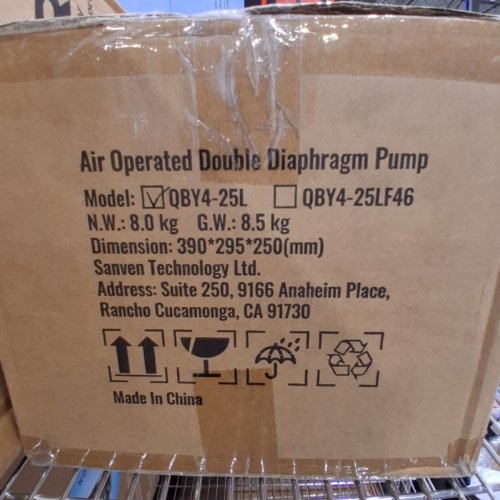 VEVOR AIR OPERATED DOUBLE DIAPHRAGM PUMP, 1" INLET OUTLET FOR CHEMICAL INDUSTRIAL USE, 35 GPM, MAX 120 PSI, BLACK, (MODEL:QBY4-25LF46) image 7
