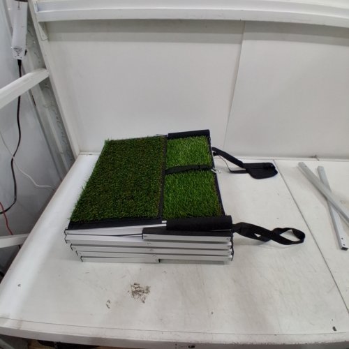 FOLDABLE 4-TIER DOG CAR STEPS WITH NON-SLIP ARTIFICIAL GRASS RUG - 32" - GREEN/SILVER image 2