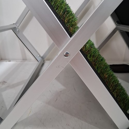 FOLDABLE 4-TIER DOG CAR STEPS WITH NON-SLIP ARTIFICIAL GRASS RUG - 32" - GREEN/SILVER image 4