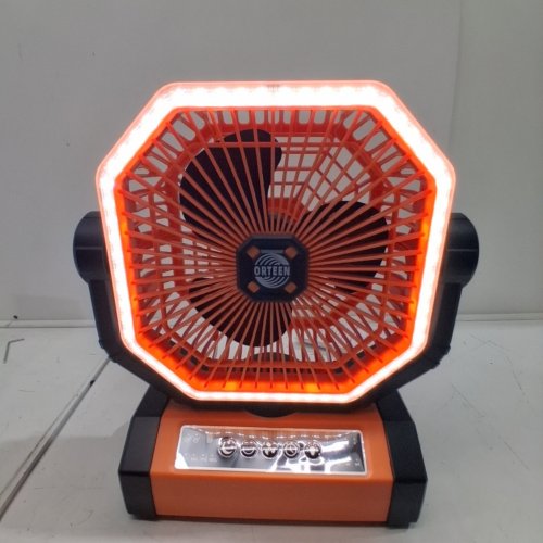 ALLSION PORTABLE RECHARGEABLE 4 SPEED CAMPING FAN WITH LED LIGHT, HOOK & REMOTE -24000MAH - 10" - ORANGE /BLACK (MODEL: GYFS-01) image 2