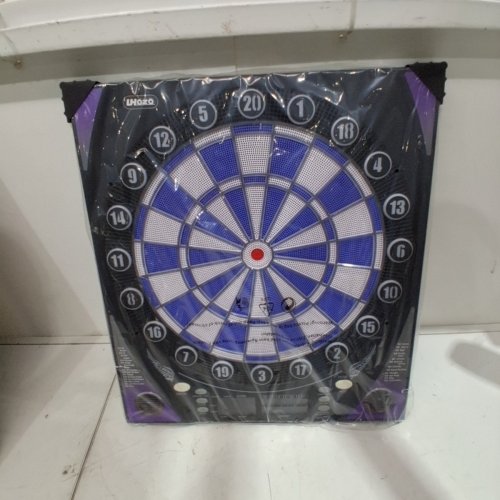 UHOZO ELECTRONIC DARTBOARD WITH 12 SOFT TIP DARTS - 1-8 PLAYERS; 34 GAMES; OVER 350 OPTIONS - BLUE/PINK image 2