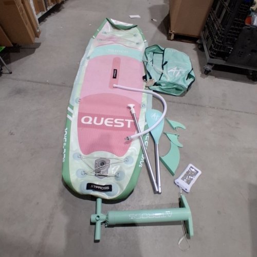 ATPROSS INFLATABLE PADDLE BOARD WITH NON-SLIP DECK AND ACCESSORIES KIT - 10FT-6" X 33" - 400LB MAX - GRADIENT GREEN/PINK (MODEL: ATPB26-04B) image 2