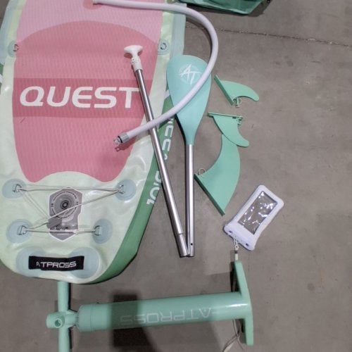 ATPROSS INFLATABLE PADDLE BOARD WITH NON-SLIP DECK AND ACCESSORIES KIT - 10FT-6" X 33" - 400LB MAX - GRADIENT GREEN/PINK (MODEL: ATPB26-04B) image 3