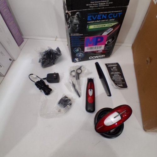 CONAIR EVEN CUT ROTARY HAIR CUT CUTTING SYSTEM LITHIUM ION WITH BONUS TRIMMER - RED image 4