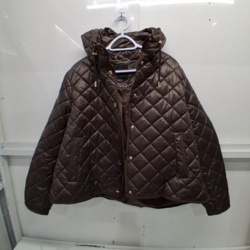 WOMENS KATE SPADE NEW YORK PACKABLE CROPPED HOODED QUILTED COAT - EXTRA LARGE - BROWN image 2