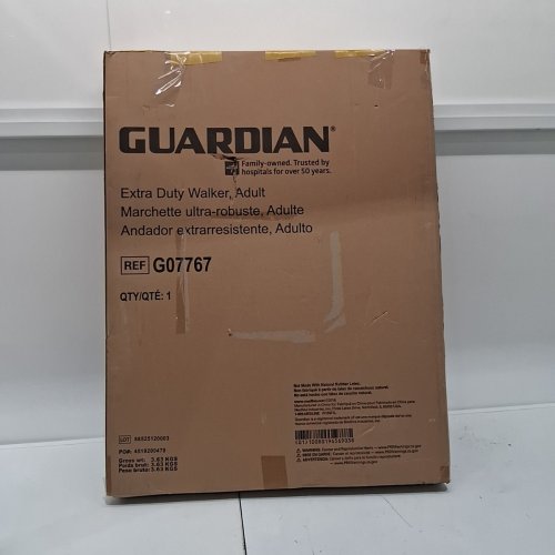 ADULT MEDLINE GUARDINE HEAVY-DUTY TWO-BUTTON FOLDING WALKER, 400LB MAX, ALUMINUM/ALLOY STEEL, 32.25" - 39.25" ADJUSTABLE HEIGHT- SILVER/GREY- (MODEL:G07767) image 3