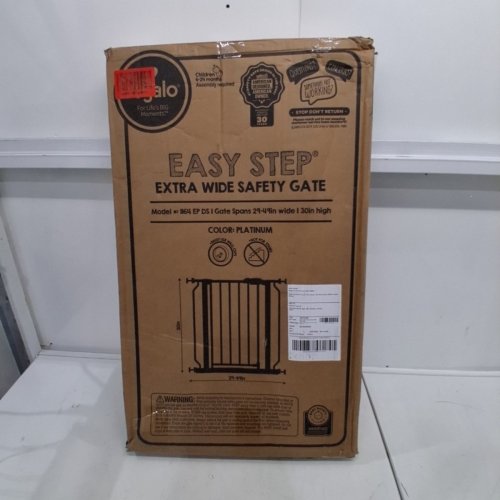 REGALO EASY STEP EXTRA WIDE METAL SAFETY GATE - 30" X 29" - 49" - GREY (MODEL: 1164EPDS) image 3